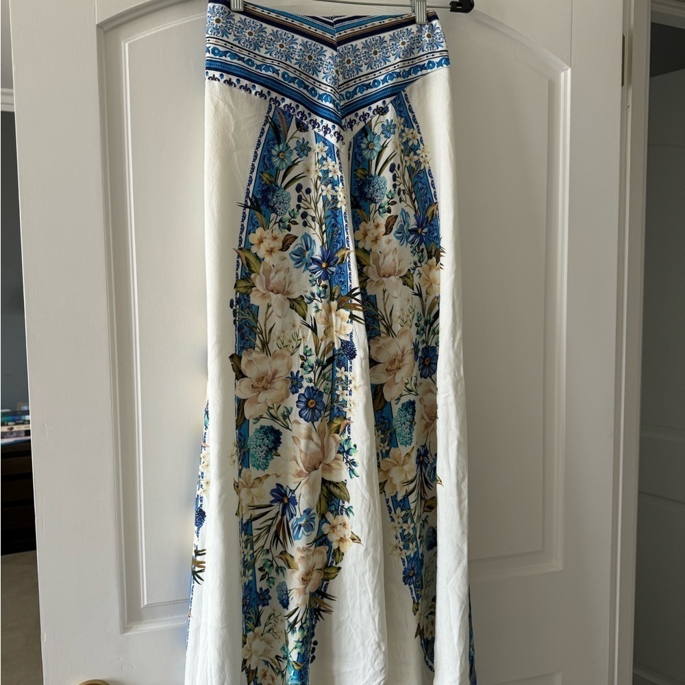 FARM Rio White Maxi Skirt with Blue and Cream Floral Print - Picture 3 of 4